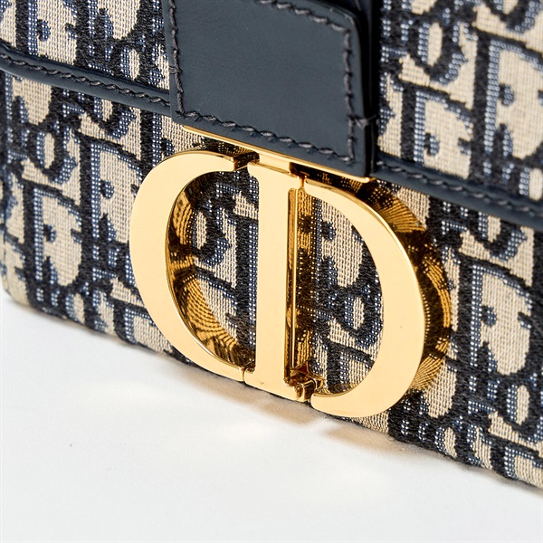Christian Dior モンテーニュ 30 ショルダーバッグ ネイビー ゴールド キャンバス レザーの画像3
