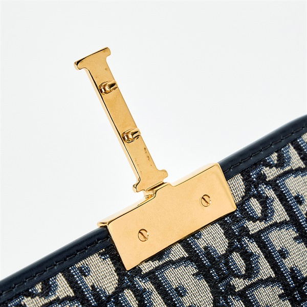 Christian Dior モンテーニュ 30 ショルダーバッグ ネイビー ゴールド キャンバス レザーの画像5