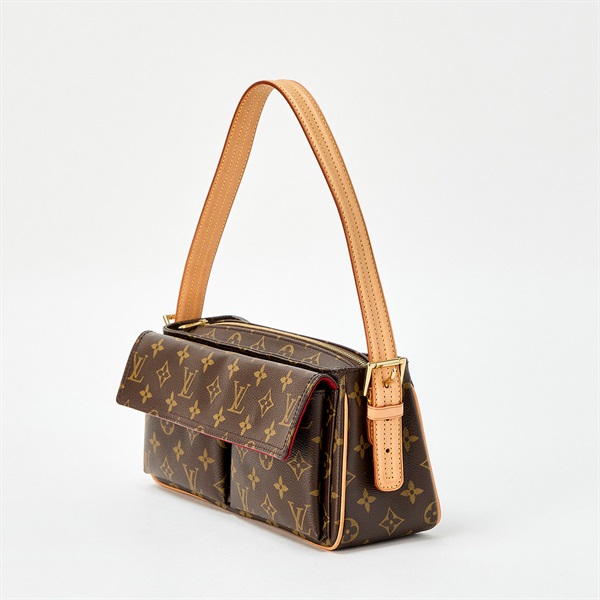 LOUIS VUITTON ヴィバ シテ モノグラム MM ショルダーバッグ M51164 ブラウン ゴールド PVC レザーの画像1