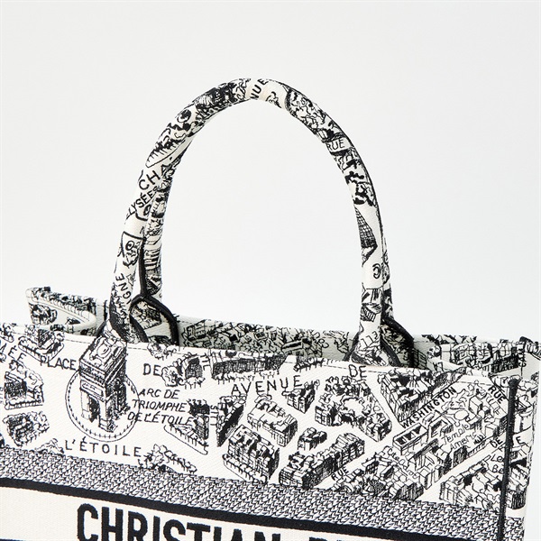 Christian Dior ブックトート ミディアム トートバッグ ホワイト ブラック キャンバスの画像3