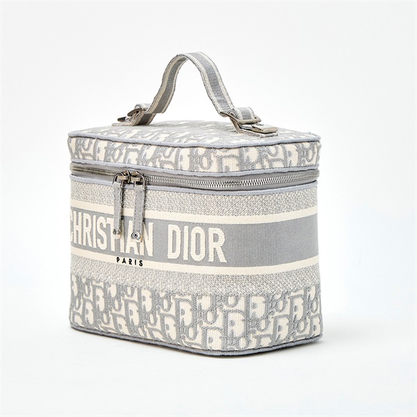 Christian Dior オブリーク バニティバッグ  S5417VRIW グレー 白 シルバー キャンバスの画像1
