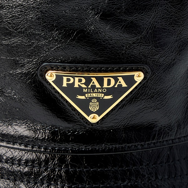 PRADA トライアングル 帽子 1HC137 ブラック レザーの画像4