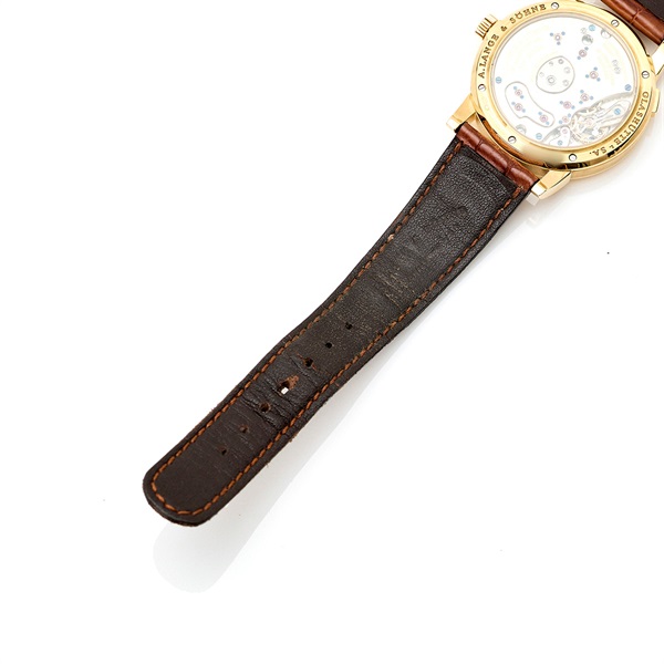 A.LANGE & SOHNE ランゲ1 101.021 自動巻き 腕時計 38.5MM シルバー文字盤 ブラウン YG レザーの画像6