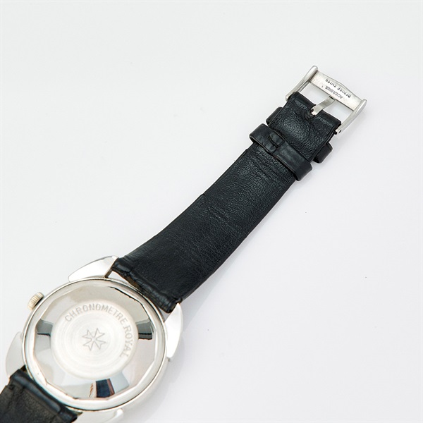 VACHERON CONSTANTIN クロノメーターロワイヤル 6694 自動巻き 腕時計 35MM シルバー文字盤 ブラック WG レザーの画像6