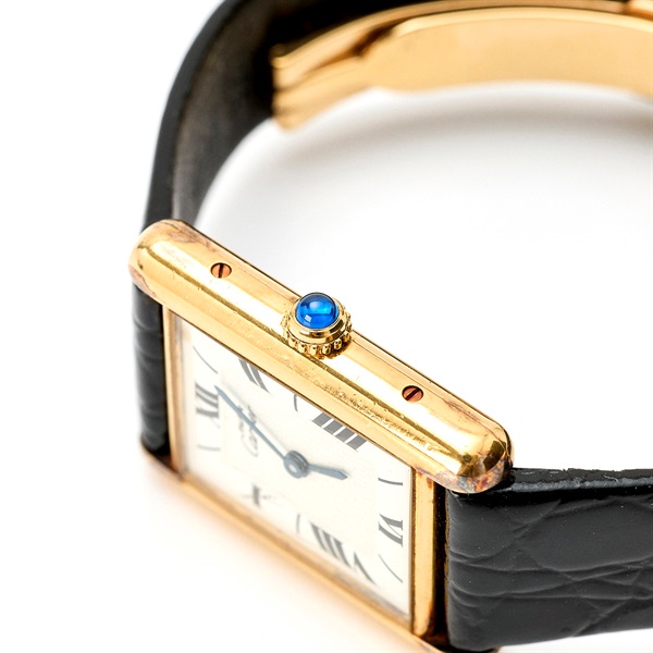 Cartier マストタンク 1615 クオーツ 腕時計 23MM ホワイト文字盤 ブラック 925 レザーの画像2