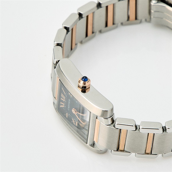 Cartier タンクフランセーズ W5010001 クオーツ 腕時計 SM/20MM ブラック文字盤 シルバー ピンクゴールド SS PGの画像2