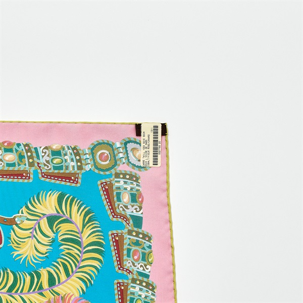 HERMES カレ スカーフ 90 ピンク ブルー シルクの画像2