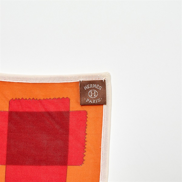 HERMES カレ スカーフ 90 オレンジ レッド シルクの画像2