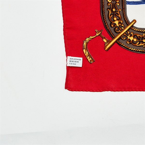 HERMES カレ スカーフ 90 レッド ネイビー シルクの画像2