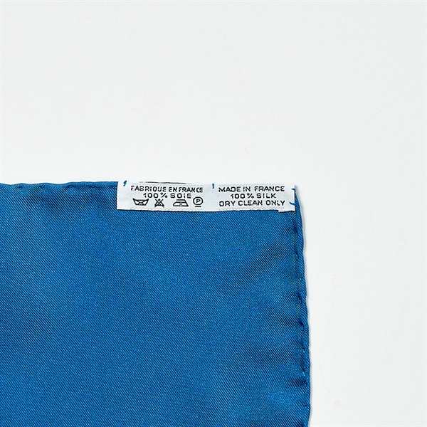 HERMES カレ スカーフ 90 ブルー ホワイト ゴールド シルクの画像2