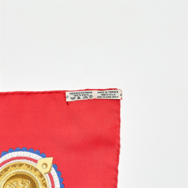 HERMES カレ スカーフ 90 レッド ブルー ゴールド シルクの画像2