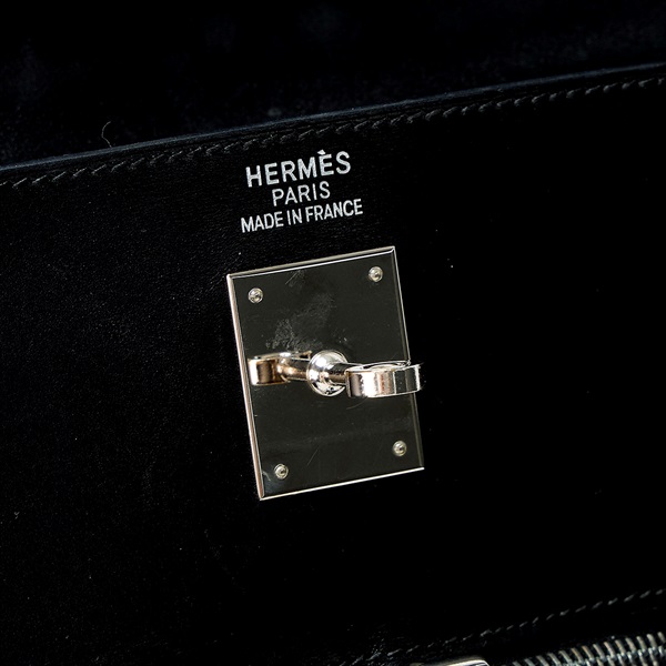 HERMES ケリー ラキ 40 2005年 □I ハンドバッグ ノワール シルバー レザーの画像8