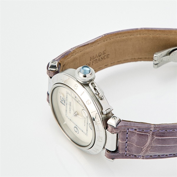 Cartier パシャ ドゥ カルティエ W3107199 自動巻き 腕時計 35MM ホワイト文字盤 シルバー シルバー パープル SS レザーの画像2