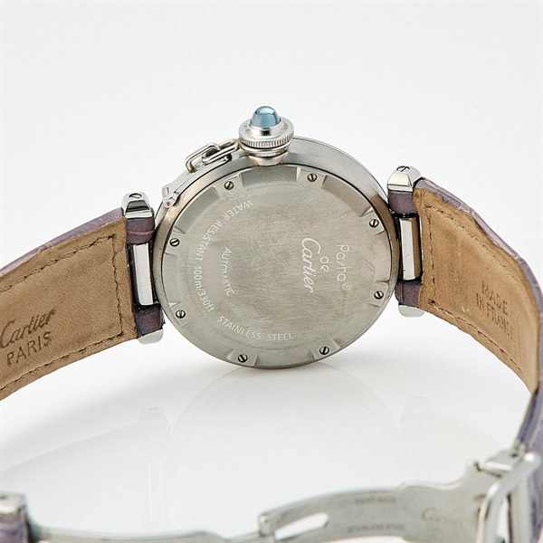 Cartier パシャ ドゥ カルティエ W3107199 自動巻き 腕時計 35MM ホワイト文字盤 シルバー シルバー パープル SS レザーの画像5