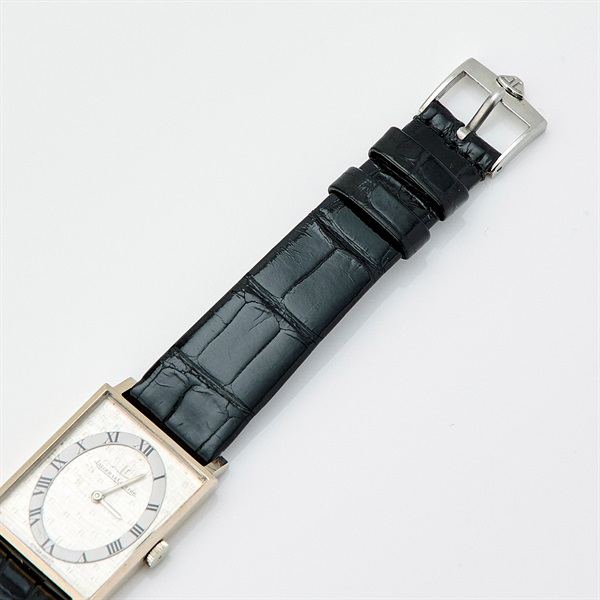 JAEGER-LECOULTRE 9009 手巻き 腕時計 シルバー文字盤 シルバー ブラック 750WG レザーの画像4