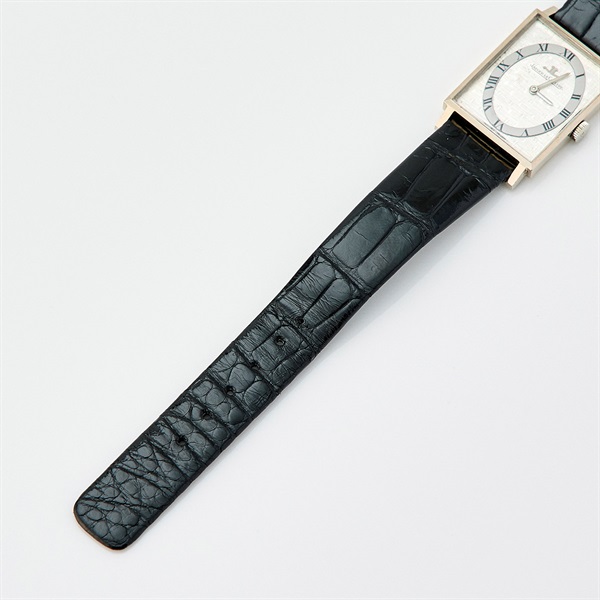 JAEGER-LECOULTRE 9009 手巻き 腕時計 シルバー文字盤 シルバー ブラック 750WG レザーの画像5