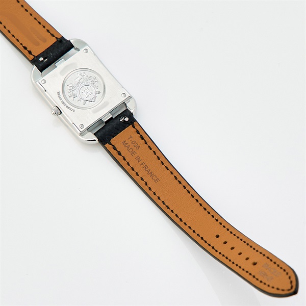 HERMES ケープコッド CC1.310 クオーツ 腕時計 23MM ホワイト文字盤 シルバー ブラック SS レザーの画像7