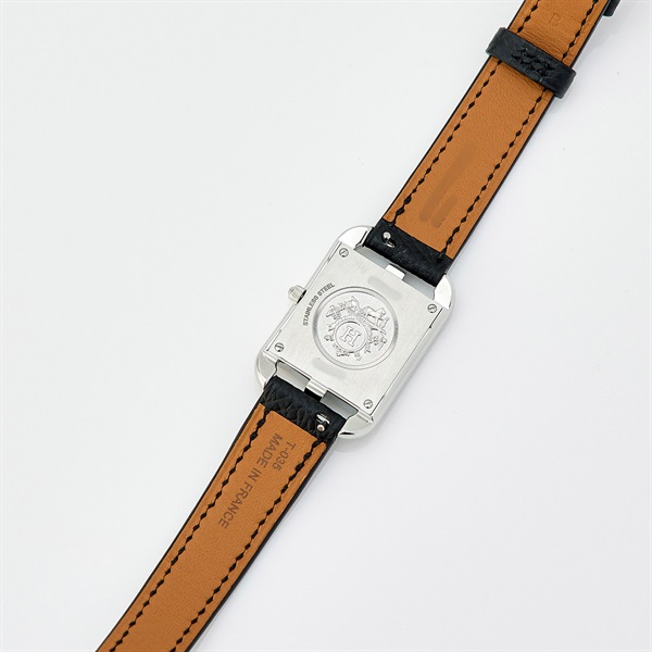 HERMES ケープコッド CC1.310 クオーツ 腕時計 23MM ホワイト文字盤 シルバー ブラック SS レザーの画像8