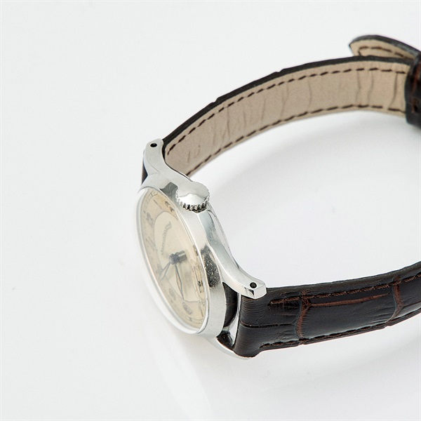JAEGER-LECOULTRE 手巻き 腕時計 30MM シルバー文字盤 ブラウン SS レザーの画像2