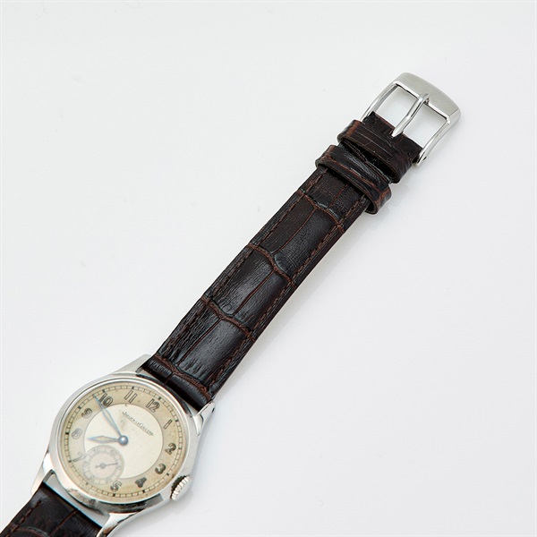 JAEGER-LECOULTRE 手巻き 腕時計 30MM シルバー文字盤 ブラウン SS レザーの画像4
