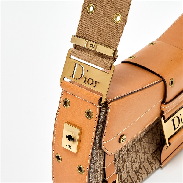 Christian Dior ショルダーバッグ ブラウン ベージュ ゴールド キャンバスの画像4