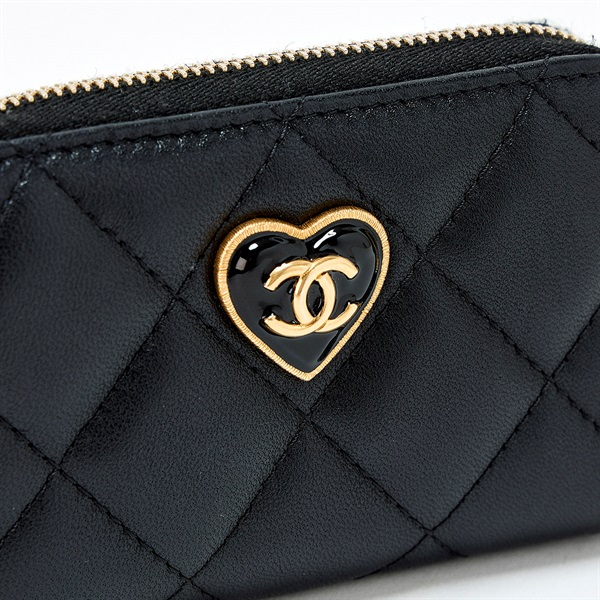 CHANEL ココマーク コインケース ブラック ラムレザーの画像4