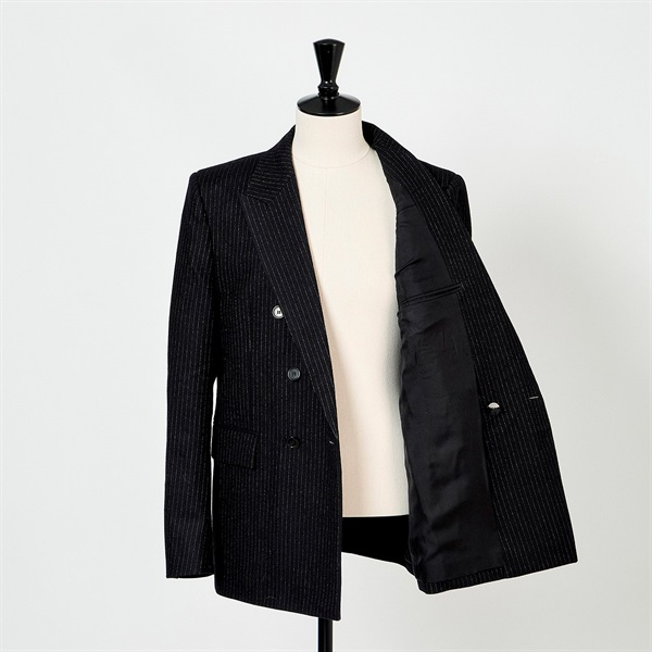 Yves Saint Laurent テーラードジャケット 50 ブラック ウール コットンの画像3