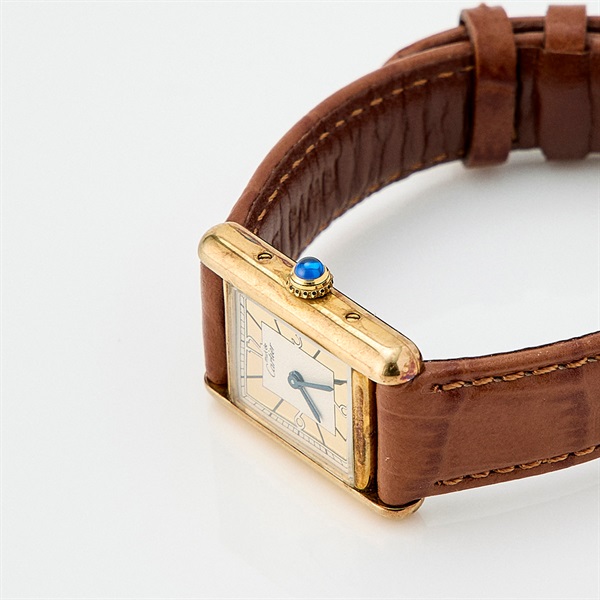 Cartier マスト タンク 1613 クオーツ 腕時計 20MM アイボリー文字盤 ゴールド ゴールド レザー 925 レザーの画像2