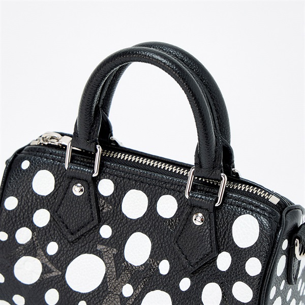 LOUIS VUITTON×Yayoi Kusama スピーディ バンドリエール アンプラント ナノ ハンドバッグ M81910 ブラック ホワイト シルバー モノグラムアンプラントの画像3