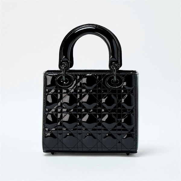 Christian Dior レディディオール スモール ショルダーバッグ ブラック ブラック エナメルの画像2