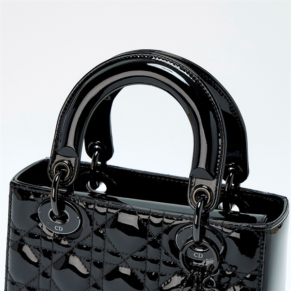 Christian Dior レディディオール スモール ショルダーバッグ ブラック ブラック エナメルの画像3