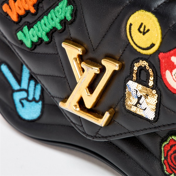 LOUIS VUITTON ニューウェーブ ショルダーバッグ M52564 ブラック ゴールド レザーの画像4