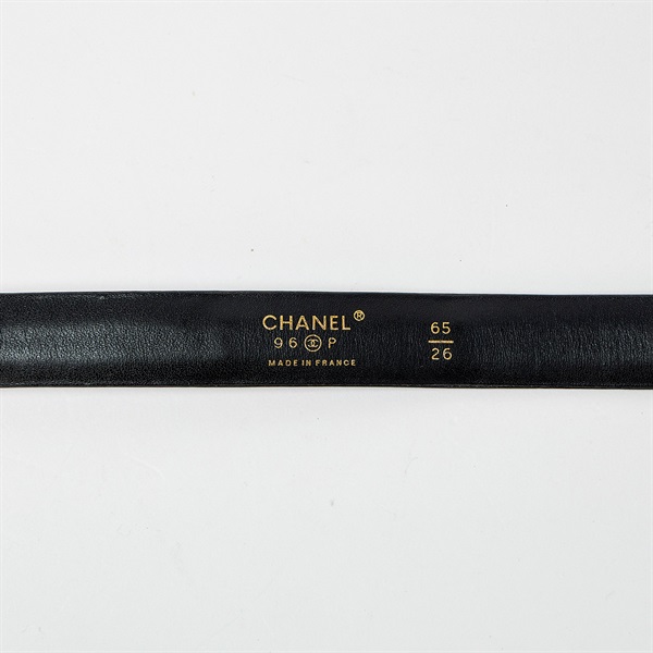 CHANEL ココマーク ベルト 65 ブラック ゴールド レザー GPの画像3