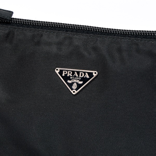 PRADA トライアングル ハンドバッグ ブラック シルバー ナイロンの画像4