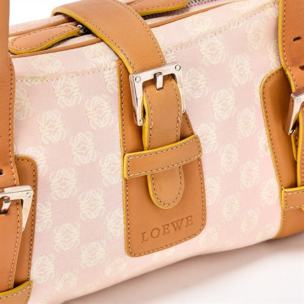 LOEWE ゼンダ アナグラム ハンドバッグ ピンク ホワイト ブラウン シルバー キャンバスの画像4