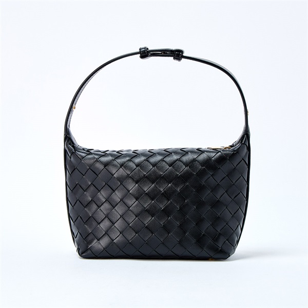 BOTTEGA VENETA ミニ ウォレス ショルダーバッグ ブラック ゴールド カーフレザーの画像2