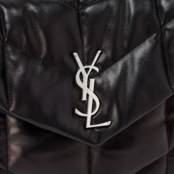 Yves Saint Laurent YSLロゴ ルル パファー  ショルダーバッグ ブラック シルバー レザーの画像4