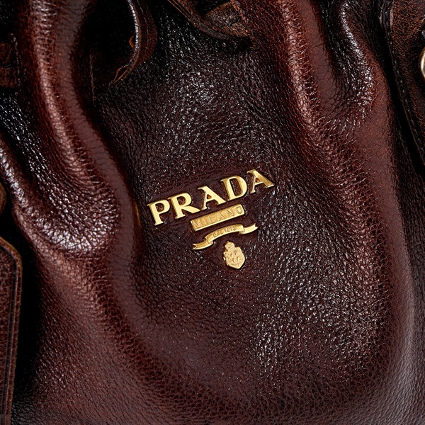 PRADA ショルダーバッグ ブラウン ゴールド レザーの画像4