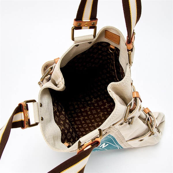 LOUIS VUITTON グローブショッパー MM トートバッグ アイボリー ブルー ブラウン ゴールド キャンバス |  MixTHINKS（ミックスシンクス） ｜ 中古ブランド品・ブランド古着のセレクトショップ