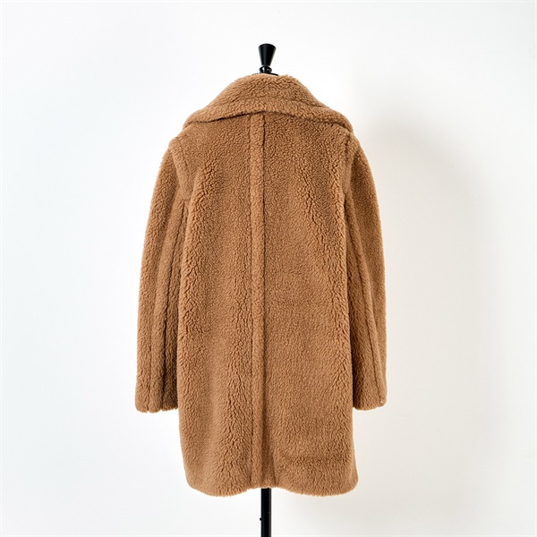 Max Mara テディベア ショート コート JP42 ブラウン キャメルウール シルクの画像2