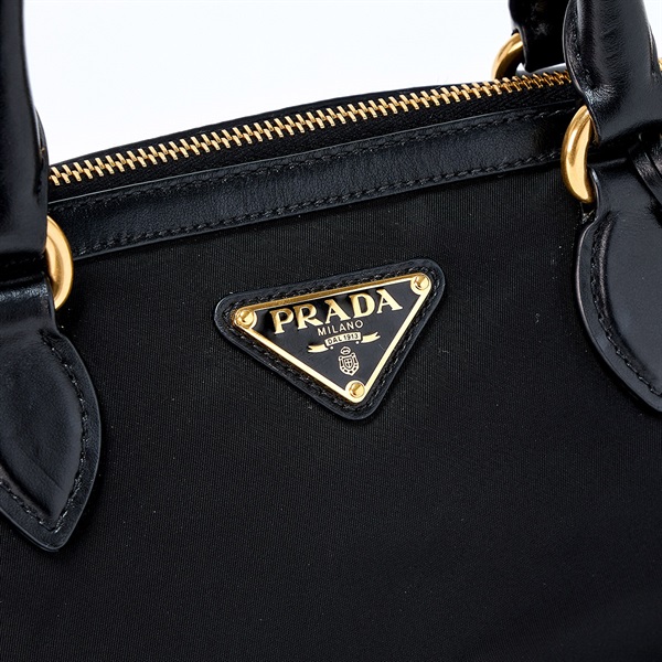 PRADA トライアングル ハンドバッグ ブラック ゴールド テスートの画像4