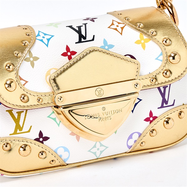 LOUIS VUITTON マリリン オール モノグラムマルチカラー ハンドバッグ ホワイト ゴールド PVCの画像4