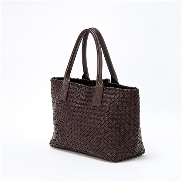 BOTTEGA VENETA イントレチャート カバ PM トートバッグ ブラウン レザーの画像1