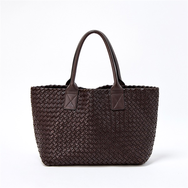 BOTTEGA VENETA イントレチャート カバ PM トートバッグ ブラウン レザーの画像2