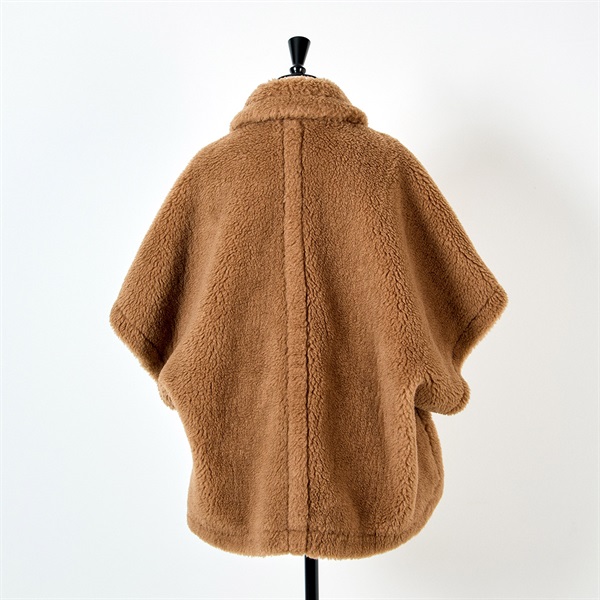 Max Mara テベ テディベアケープ コート 473607236 ブラウン キャメルウール シルクの画像2