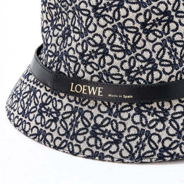 LOEWE アナグラム バケット ハット 59 ネイビー グレー コットン ポリエステルの画像4