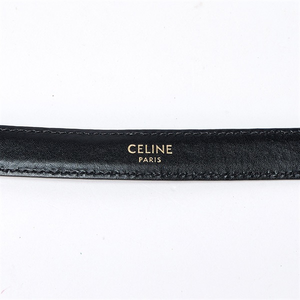 CELINE ベルト 85 U-NE-0251 ブラック ゴールド レザーの画像3