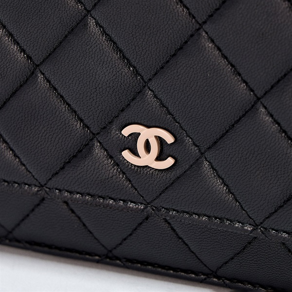 CHANEL マトラッセ シングルフラップシングルチェーン ショルダーバッグ ブラック シルバー ラムスキンの画像5