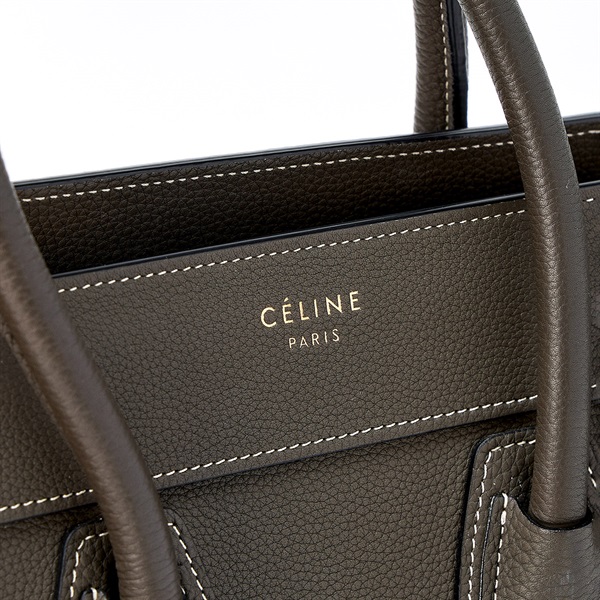 CELINE ラゲージ ハンドバッグ カーキグリーン マットゴールド レザーの画像4