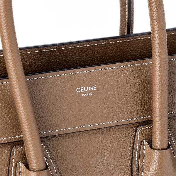 CELINE ラゲージ マイクロショッパー ハンドバッグ グレージュ シルバー レザーの画像4